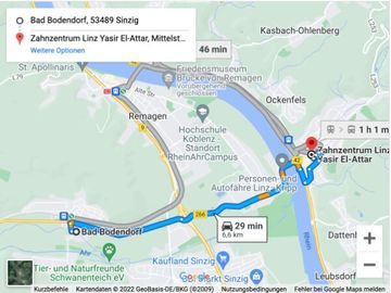 Anfahrt von Bad Bodendorf nach Linz am Rhein