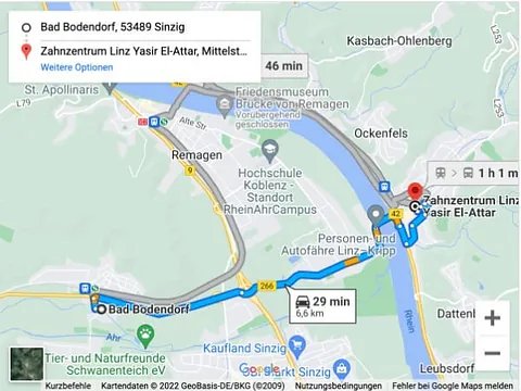 Anfahrt von Bad Bodendorf nach Linz am Rhein
