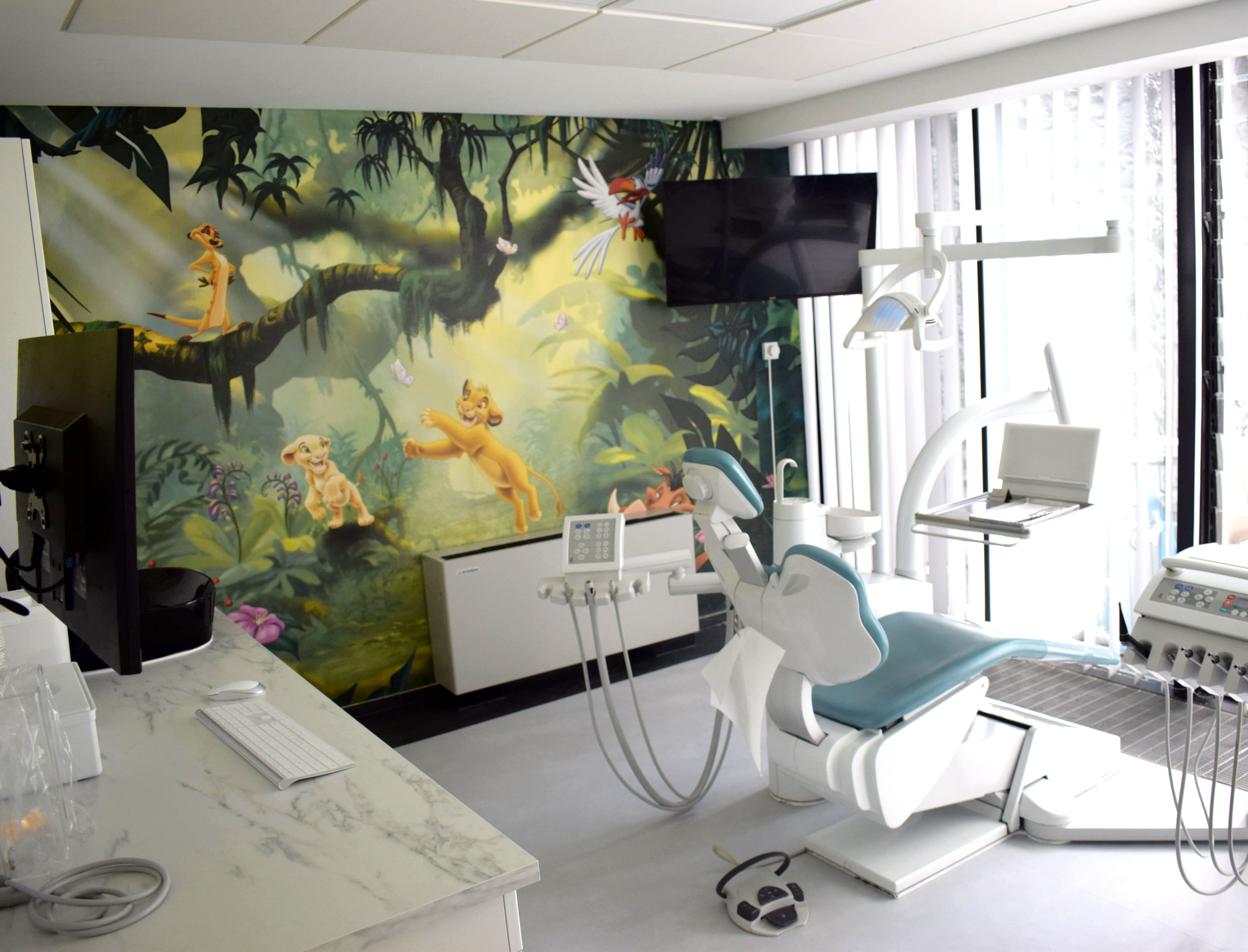Behandlungszimmer von Zahnzentrum Linz | Tapete mit König der Löwen 